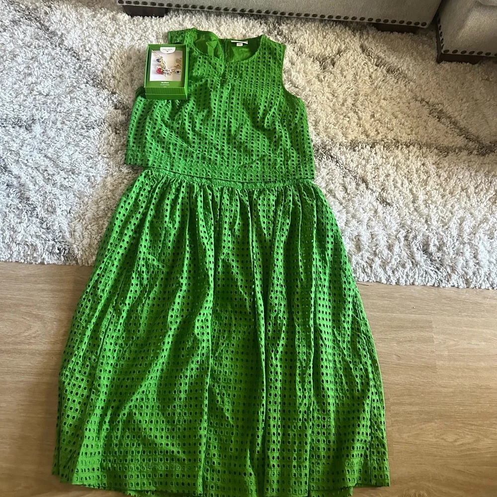 Kate Spade Target Green Eyelet Skirt and Top XL with Charm Necklace New - Picture 1 of 9
